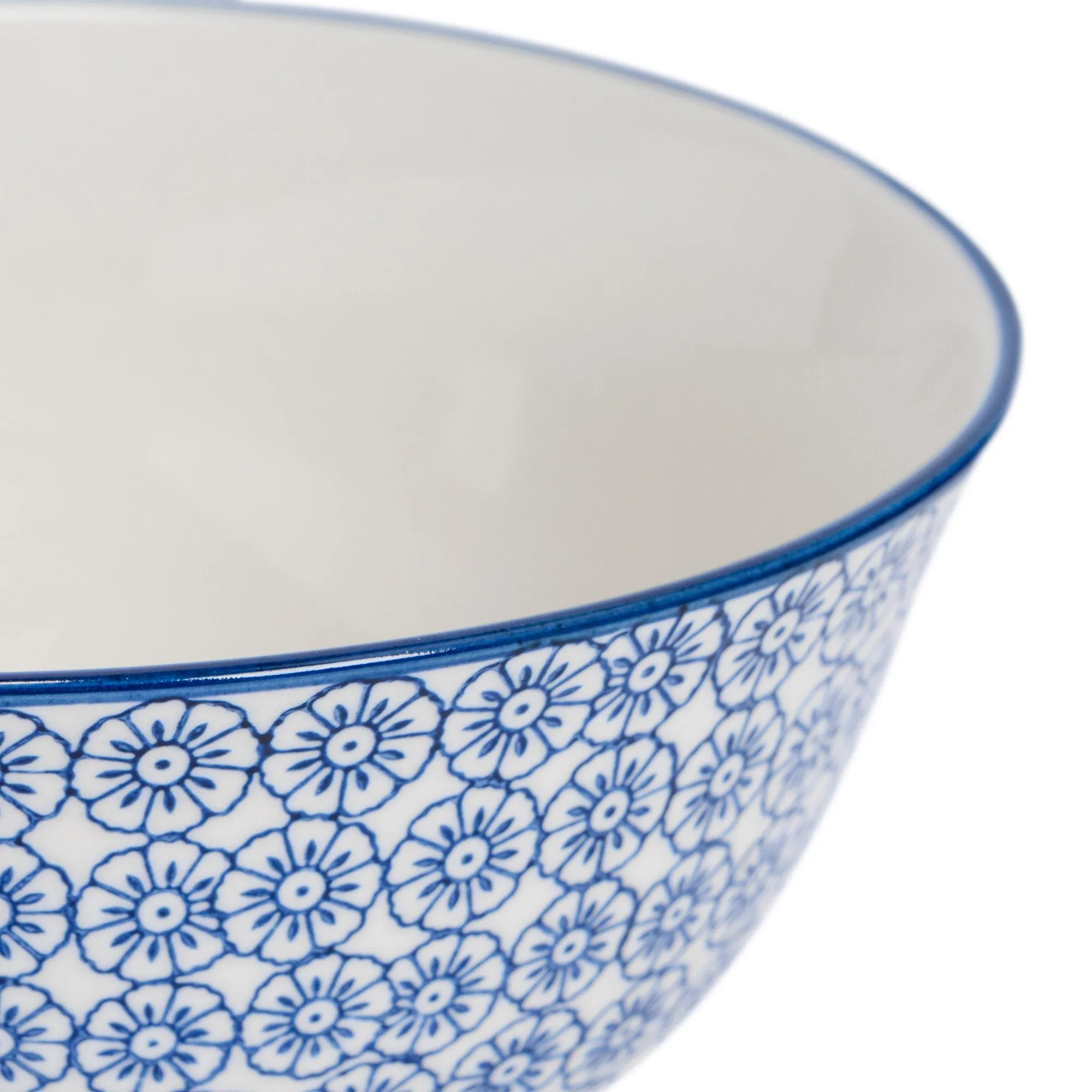 16cm Hand Printed China Cereal Bowls - Pack of Six - By Nicola Spring