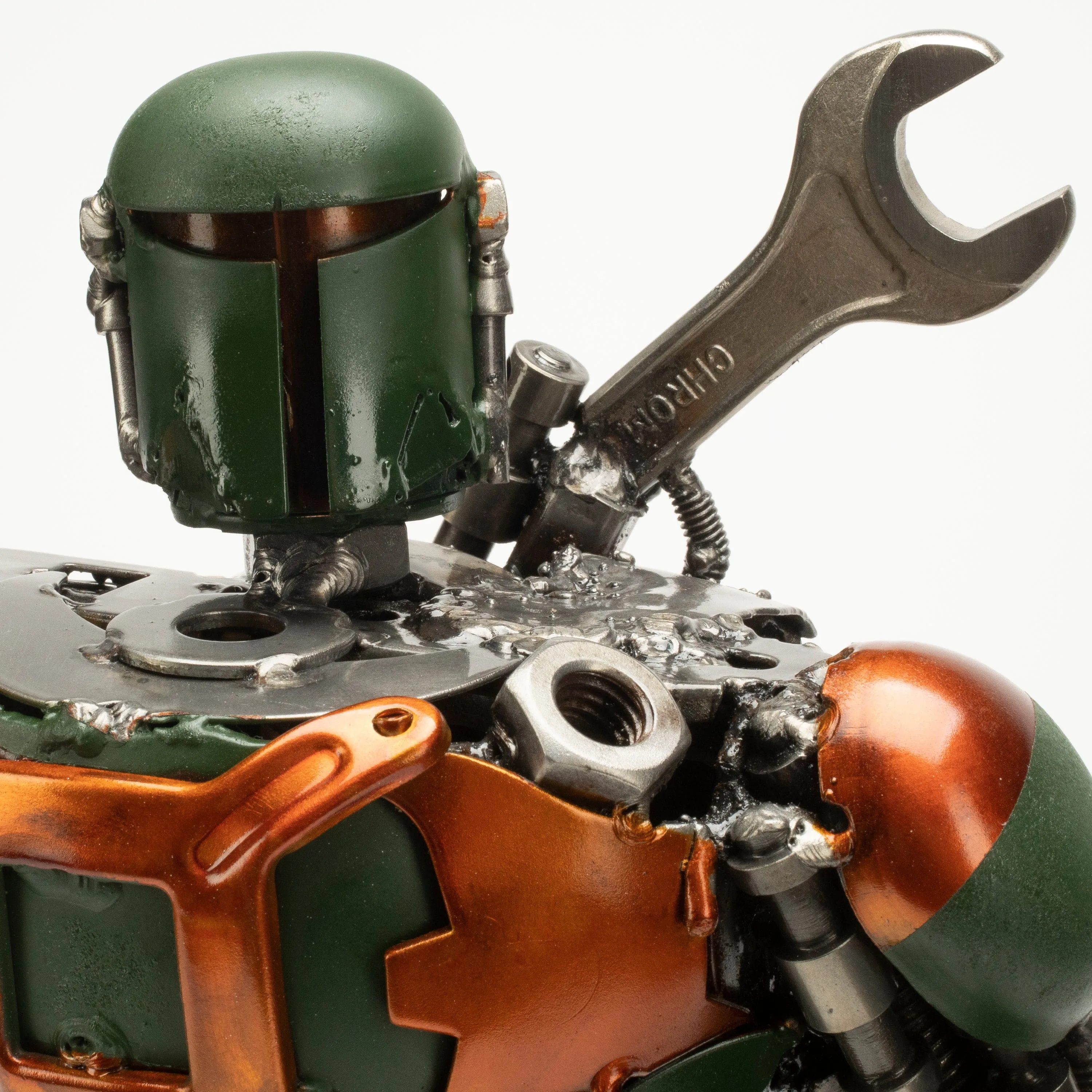 20 Boba Fett with Blaster Inspired Recycled Metal Art Sculpture