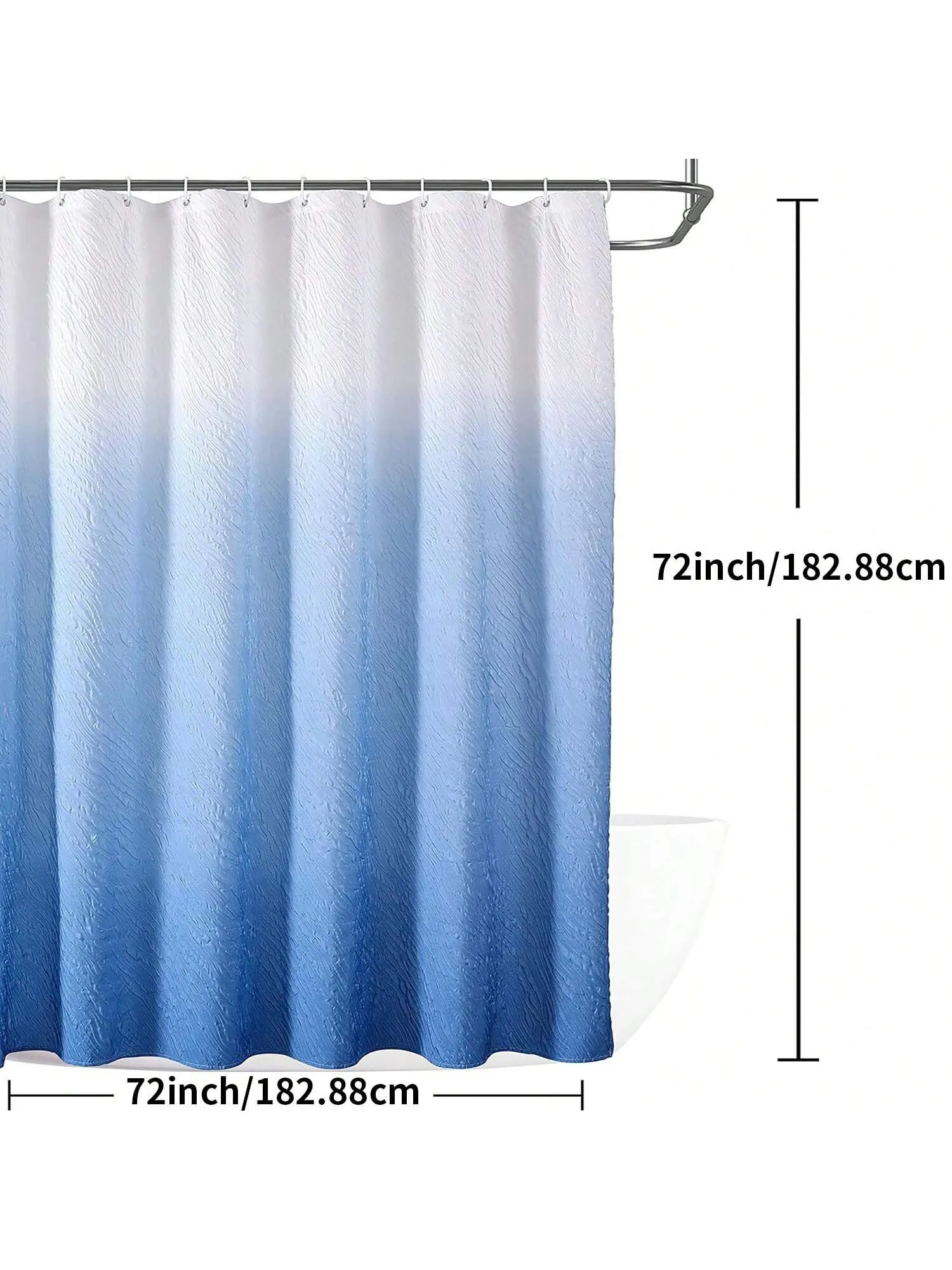 3D Embossed Gradient Fabric Shower Curtain - Waterproof Bathroom Accessories for Home Décor