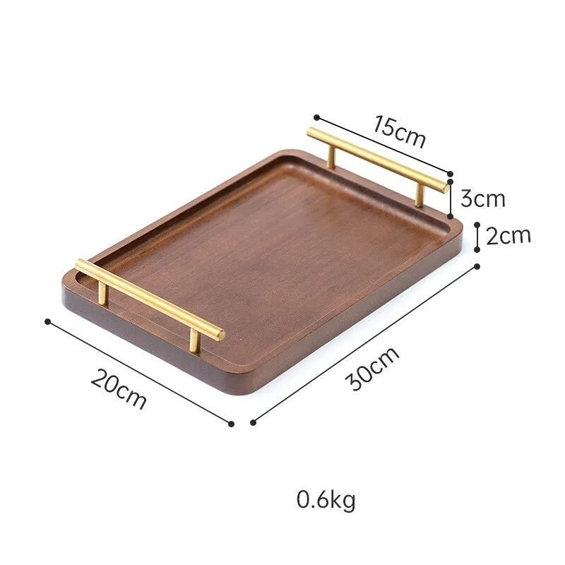 Bamboo Tray with Metal Handle