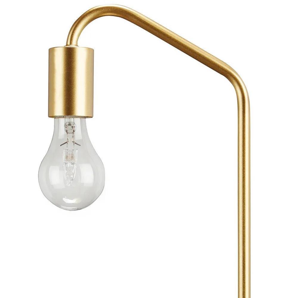 Colin 20 Inch Desk Lamp, Gold Metal Frame, Round Base, USB Charging Port By Casagear Home
