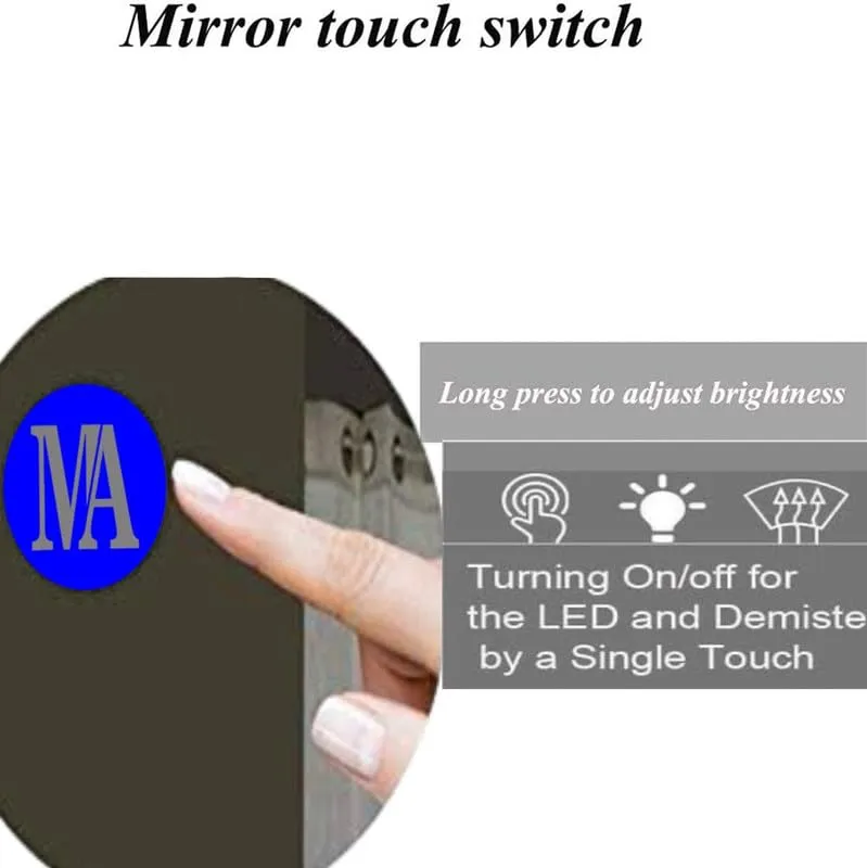 MERKEZI ART Round Shape Inbuild Led Lights Decorative Wall Mirror for Bathroom, Living Room, Bedroom, Vanity Mirrors, Makeup 24 x 24 Inch (MC02)