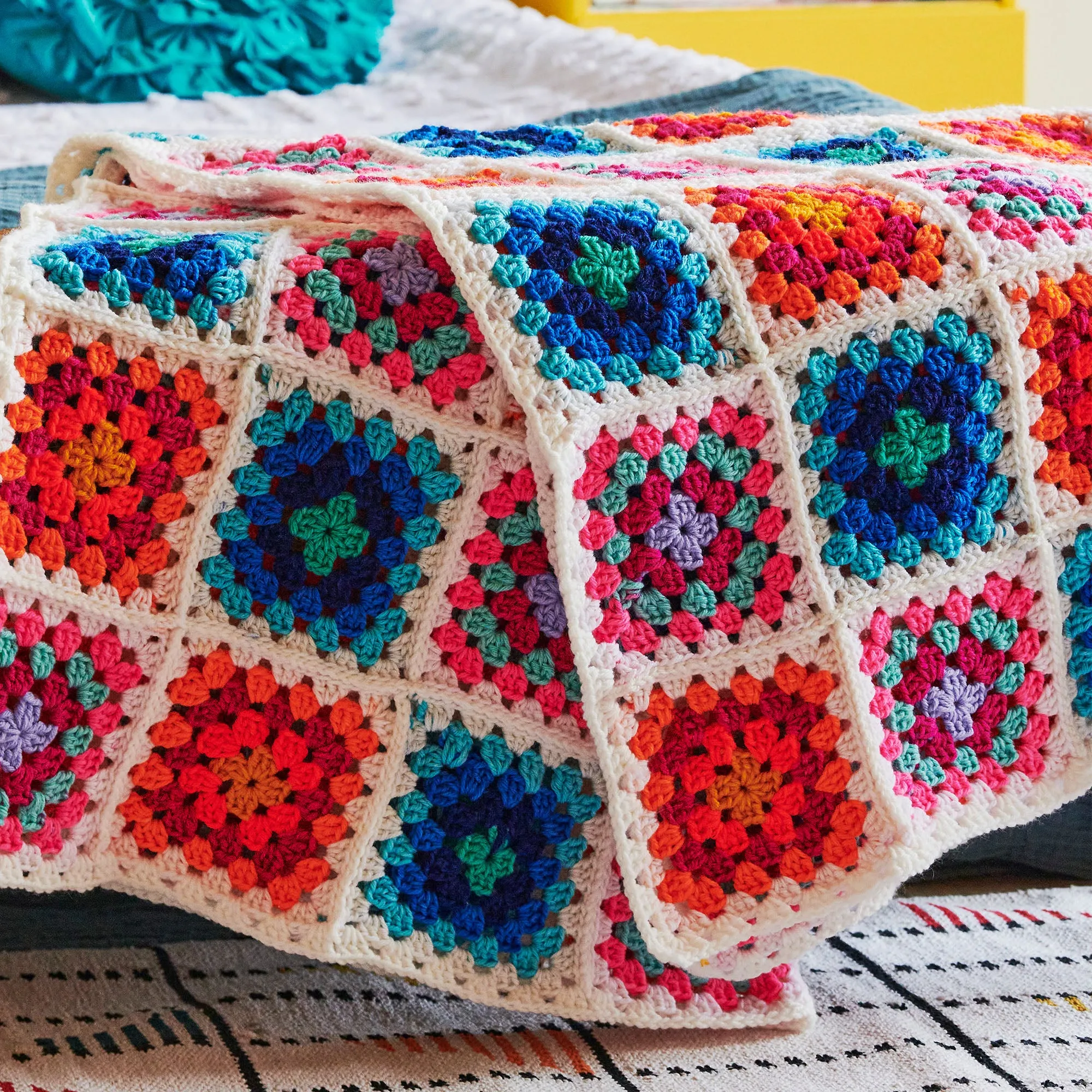 Red Heart Spectrum Dreams Crochet Granny Square Blanket