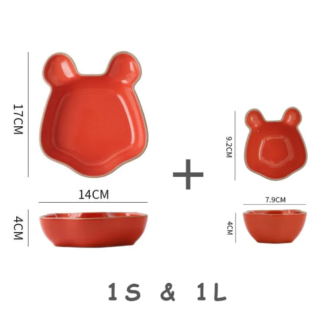 Set of cute cartoon ceramic plate