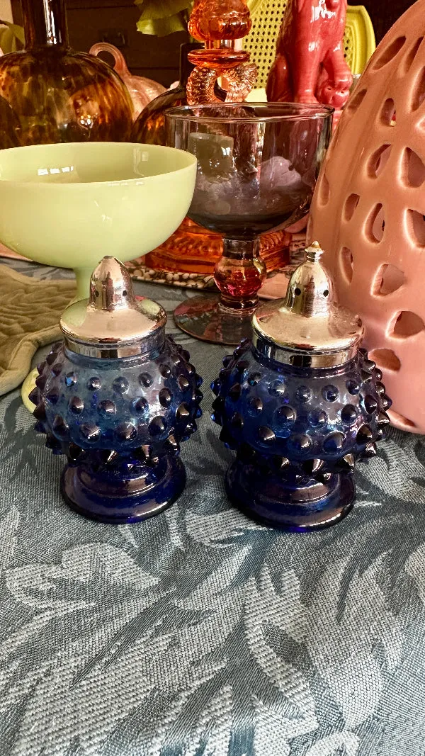 Vintage Hobnail Salt and Pepper Shakers - Glass
